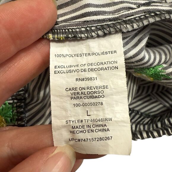 Jolt Stripe Pineapple Ruffle Shorts Black White Stripe Womens Large Drawstring - Picture 8 of 14